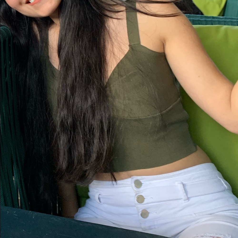 Olive green crop top